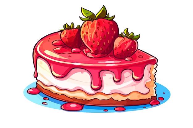 Vettore cheesecake alla fragola illustrazione vettoriale dei cartoni animati