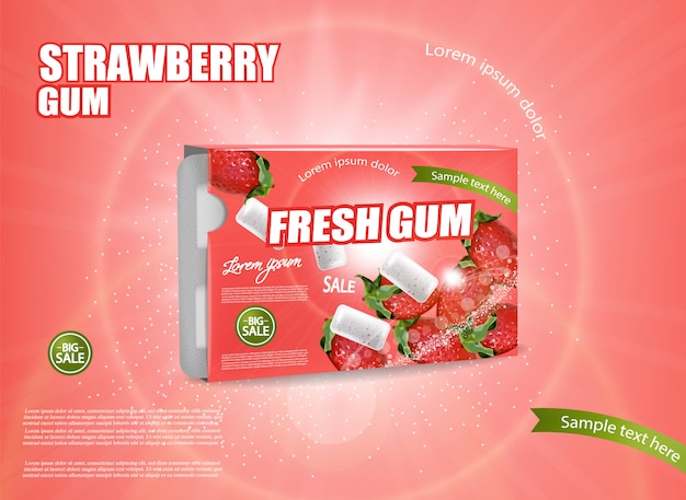 Strawberry chewing gum banner
