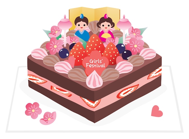 Strawberry chocolate cake of the Doll's Festival