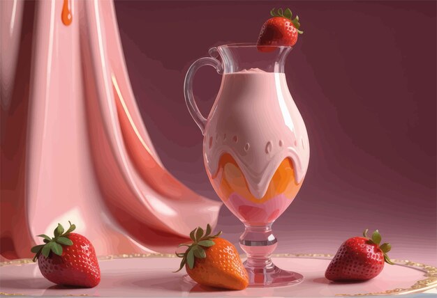 strawberry and chocolate milkshakestrawberry and chocolate milkshake3 d illustration of delicious st