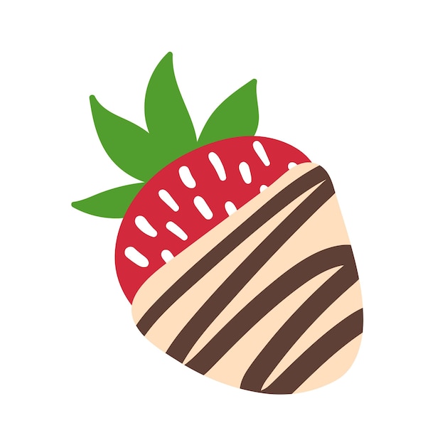 Illustrazione vettoriale di fragola in cioccolato caramella di cartoni animati disegnata a mano fragola gustosa in cioccolato isolata