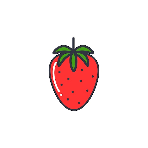 熟したジューシーな赤いベリーの健康のイチゴ色分離ベクトルイラスト線形画像