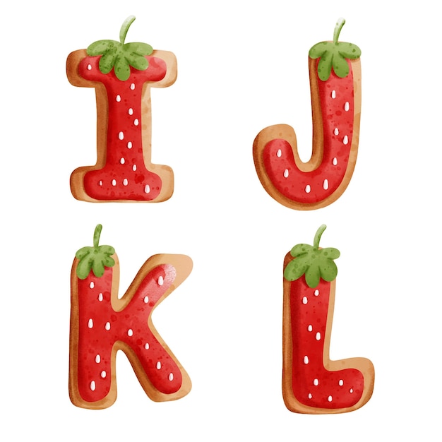 Strawberry cookies alphabet, cookies letter