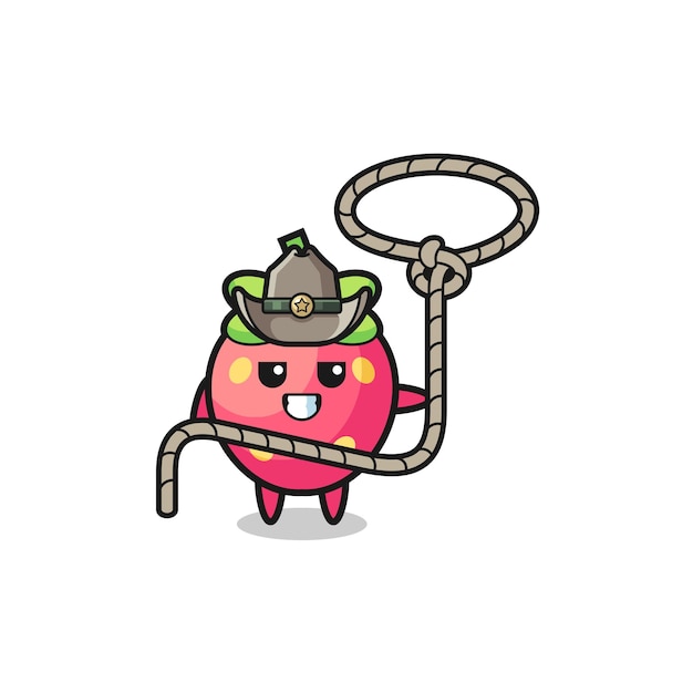 The strawberry cowboy with lasso rope , cute design