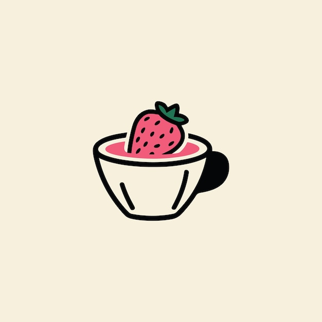 Vector a strawberry in a cup with a picture of a strawberry on it