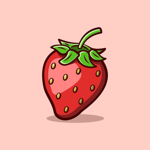 Strawberry cute illustration concept in cartoon style