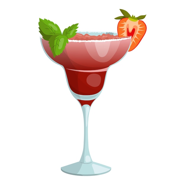 Vettore illustrazione di vettore del cocktail daiquiri alla fragola su sfondo bianco