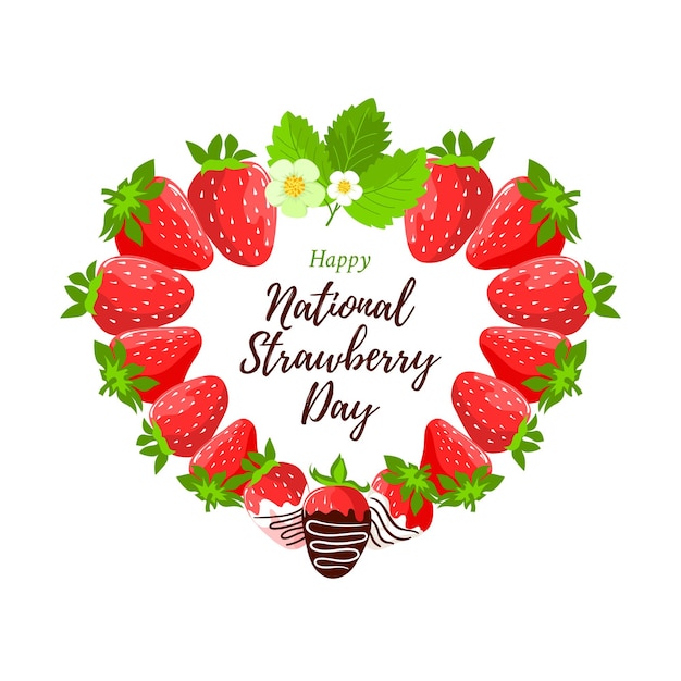 Strawberry Day 딸기는 하트 모양으로 배치되어 있습니다.