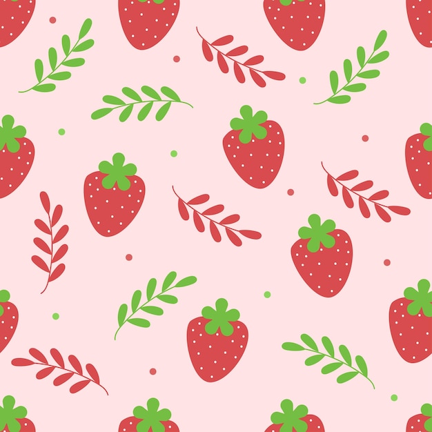 Strawberry and floral pattern illustration Flat design