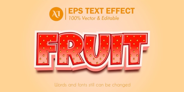 Strawberry  fruit 3d editable text effect