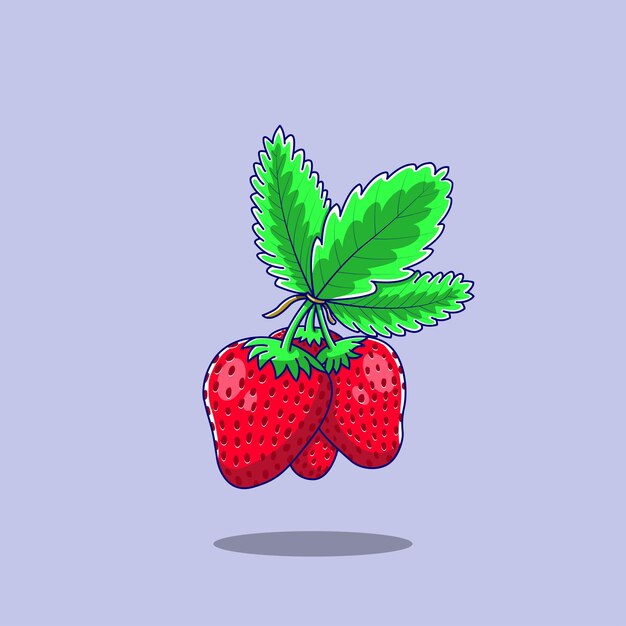 Strawberry fruit cartoon icon illustration