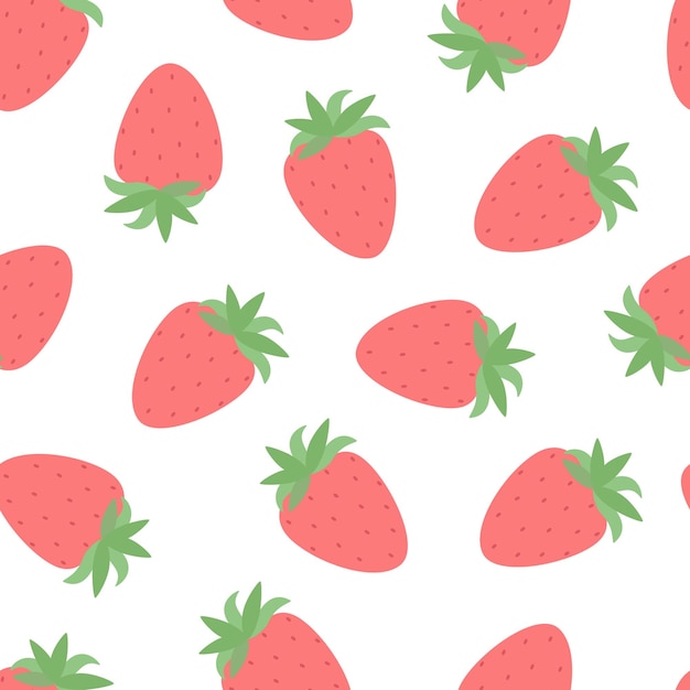 Strawberry fruit seamless pattern repeat ornament seasonal summer decor fresh healthy food concept