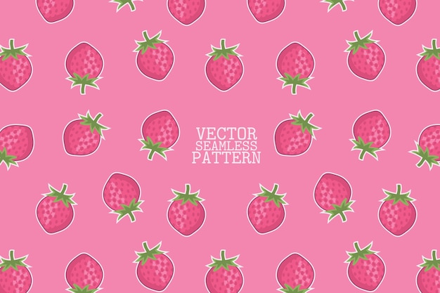 Vector strawberry fruit vector illustration seamless repeat pattern on a pink background fresh berry