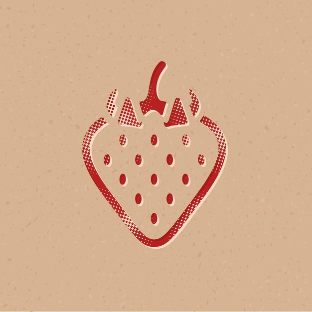 Strawberry halftone style icon with grunge background vector illustration