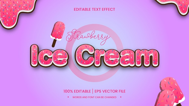 Strawberry ice cream text effect