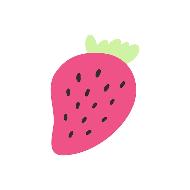 Strawberry icon in cartoon flat style vector illustration of fresh juicy berry pop girly sticker