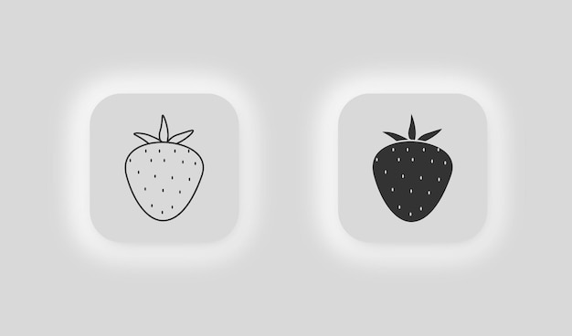 Strawberry icon Fruit symbol Sign sweet vitamin food vector neumorphism