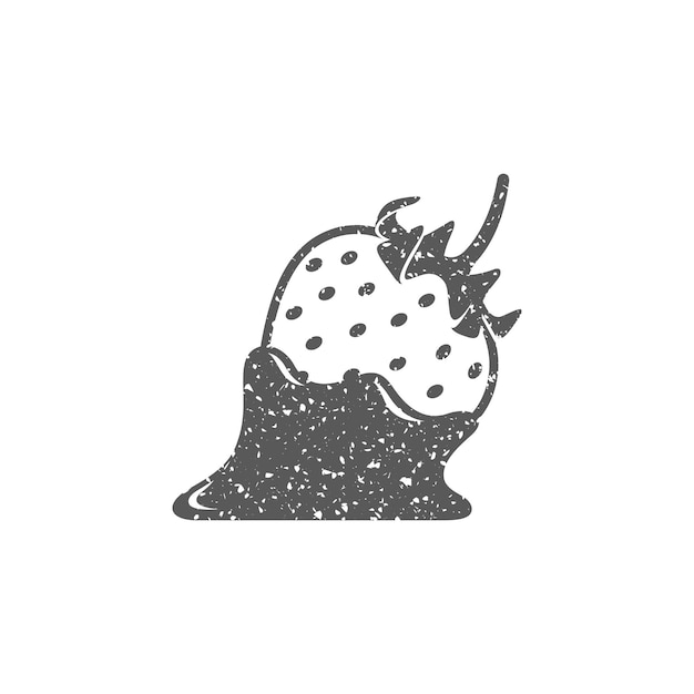 Strawberry icon in grunge texture vector illustration