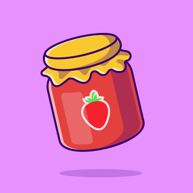 Vector strawberry jam cartoon vector icon illustration food object icon concept isolated premium vector
