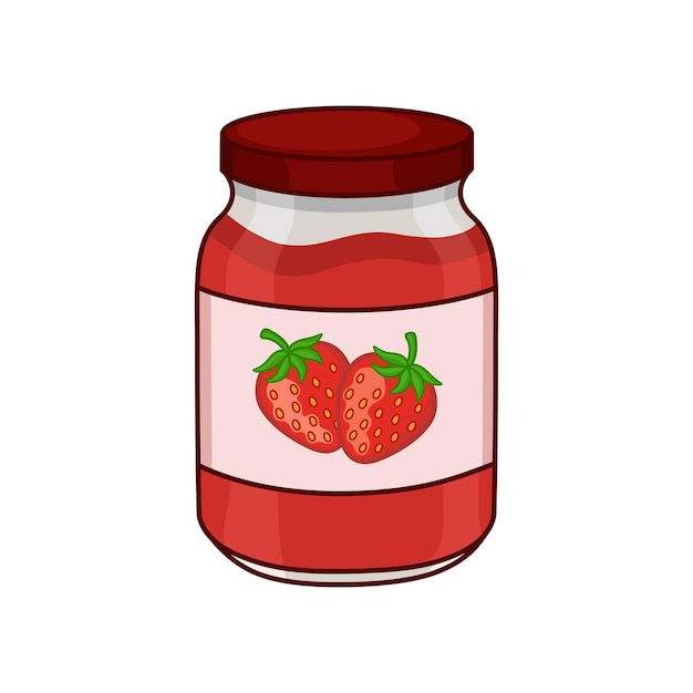 Strawberry jam in a glass jar vector illustration