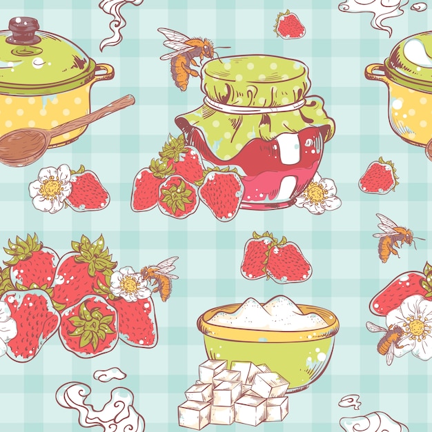 Strawberry jam seamless pattern