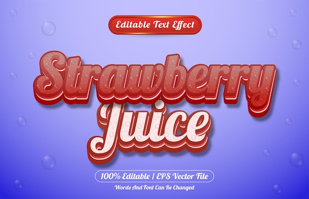 Strawberry juice bewerkbare tekst effect sjabloon stijl