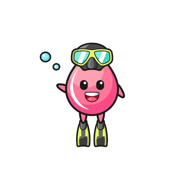 The strawberry juice drop diver cartoon character cute design