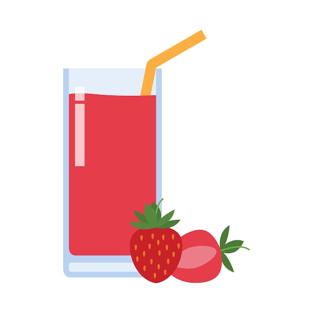 Icona di succo di fragola elemento di stile piatto isolato su sfondo bianco illustrazione vettoriale