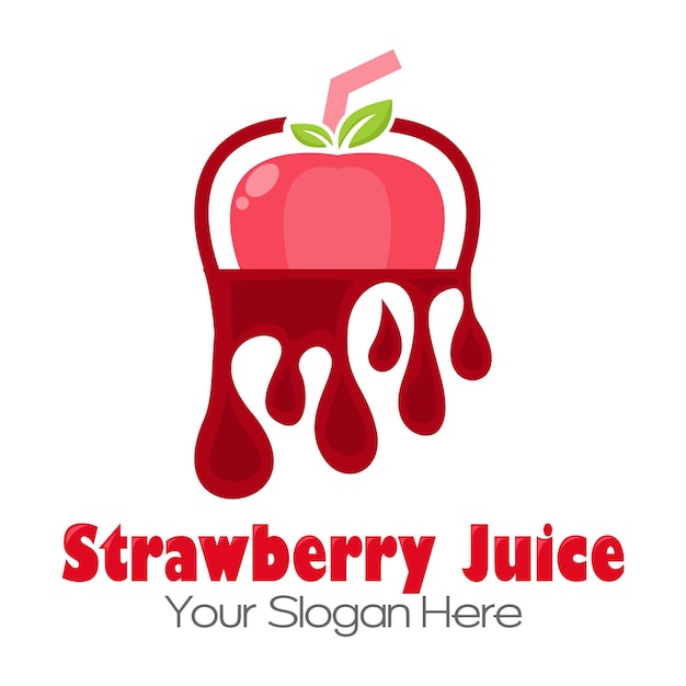 Logo del succo di fragola. progettazione di bevande fresche. il tuo slogan qui