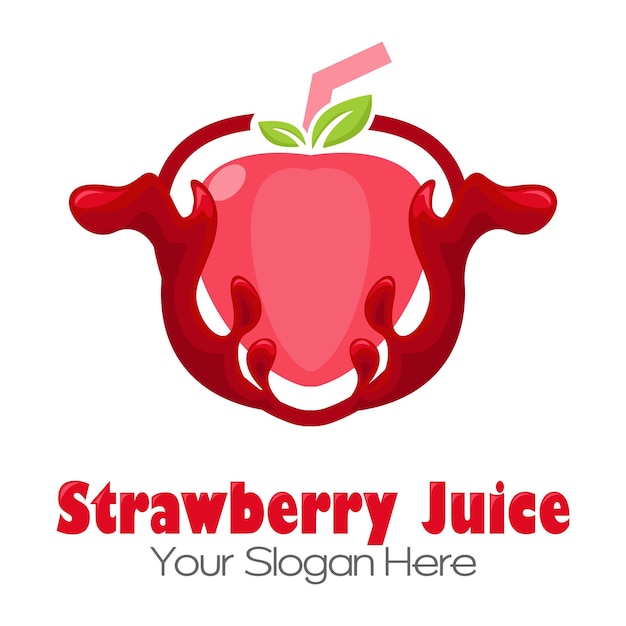 strawberry juice logo. Fresh drink design. Your slogan here