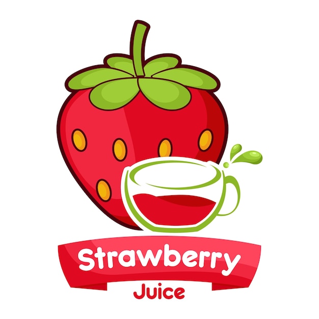 Strawberry juice logo. Fresh drink design. Your slogan here