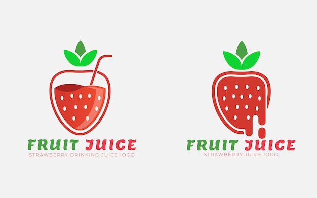 Strawberry juice logo vector design template