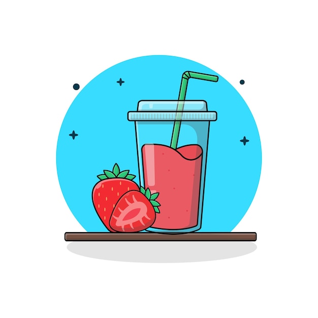 Strawberry Juice Vector Illustration Fresh Fruit Juice Concept