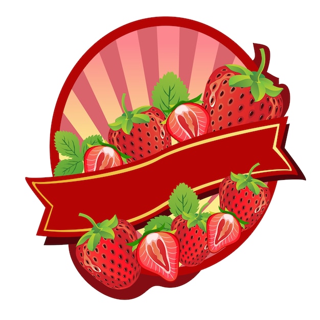 Vector strawberry label