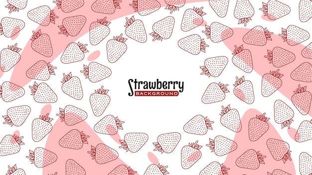 Fragola line art doodle pattern di sfondo vector