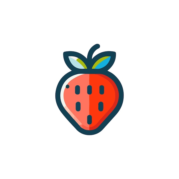 The strawberry logo is designed using a simple flat design style With a combination of 2 colors