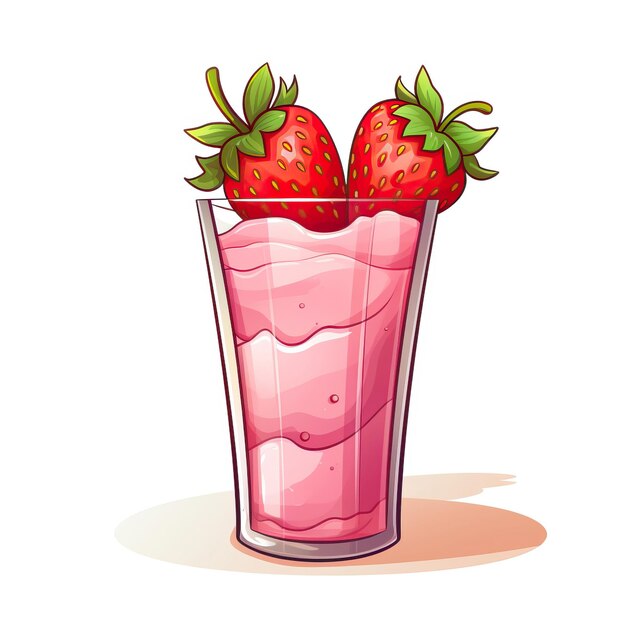 Vector strawberry milk vector flat geometric watercolor white backgroun