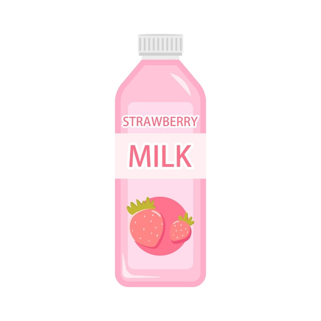 ベクトル 白い背景のストロベリーミルクベクトルイラスト ストロベルミルクは美味しい飲み物です