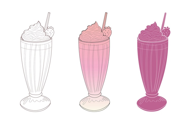 strawberry milkshake illustration