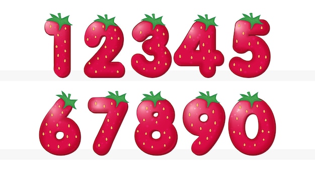 Vector strawberry number 10 illustration