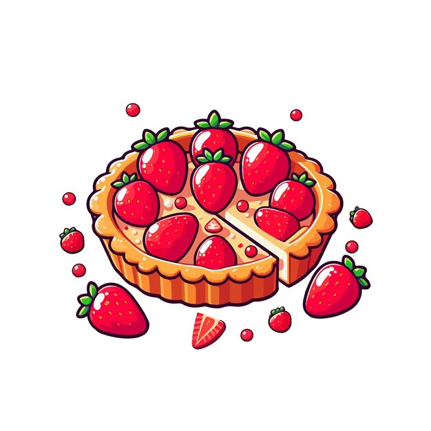 Strawberry pie cake ai generated image