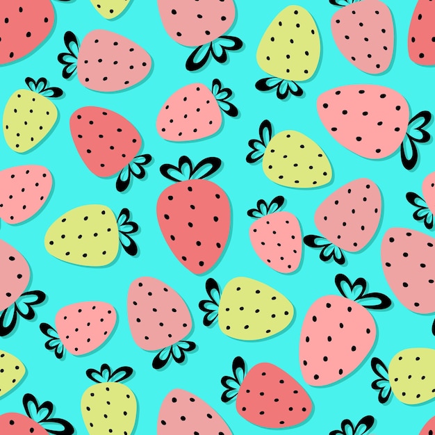 Strawberry pink vector seamless pattern background