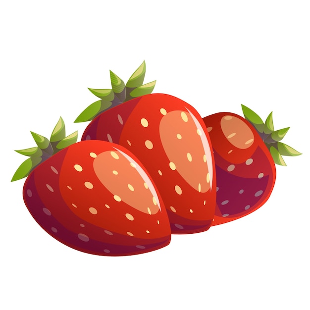 Strawberry red summer fruit white background Vector graphic illustration Vegetarian cafe
