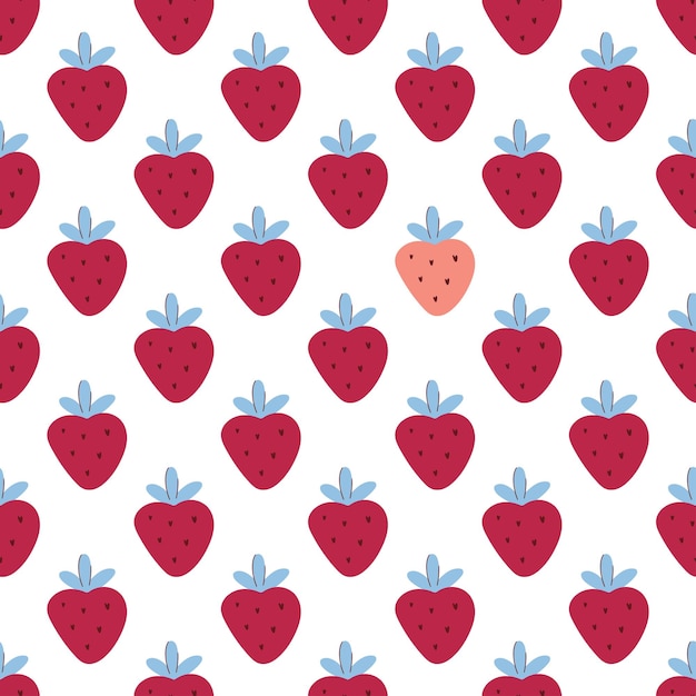 Strawberry seamless pattern background with berries summer cute background healthy organic food digi