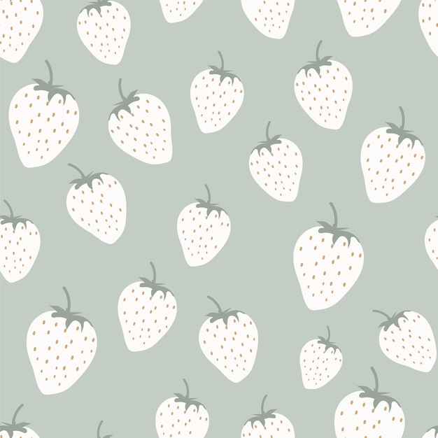 Vector strawberry seamless pattern hand draw style