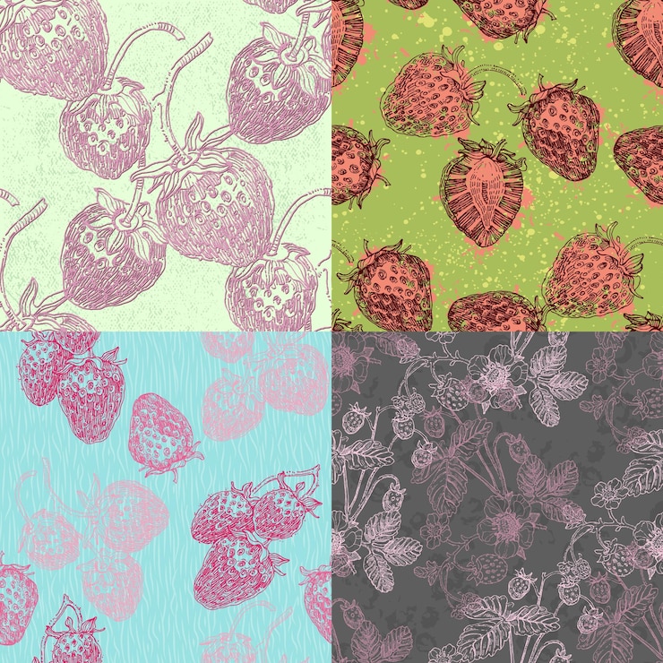 Vector strawberry seamless pattern texture for fabric wrapping wallpaper decorative print