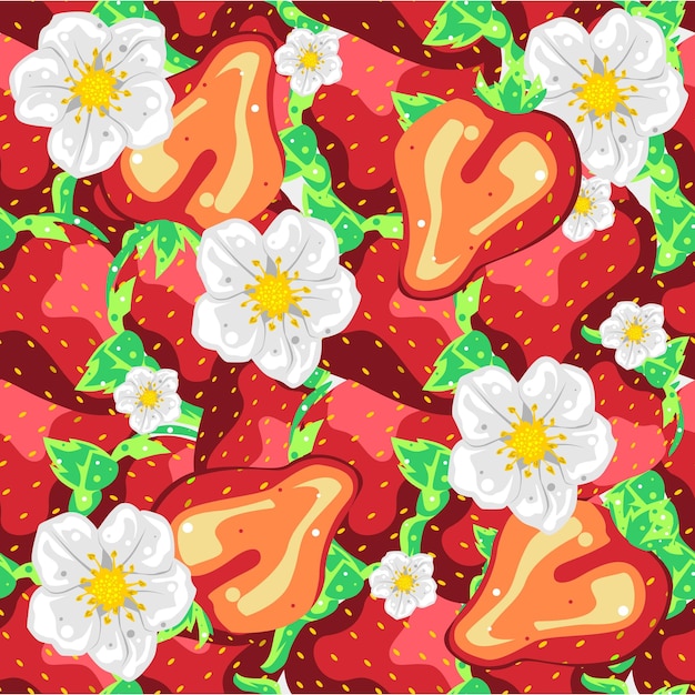 Strawberry seamless pattern vector design