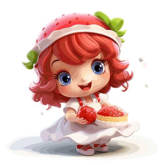 Strawberry Shortcake vector op witte achtergrond