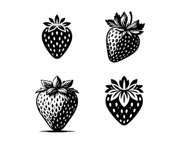 Vector strawberry silhouette vector icon graphic logo design
