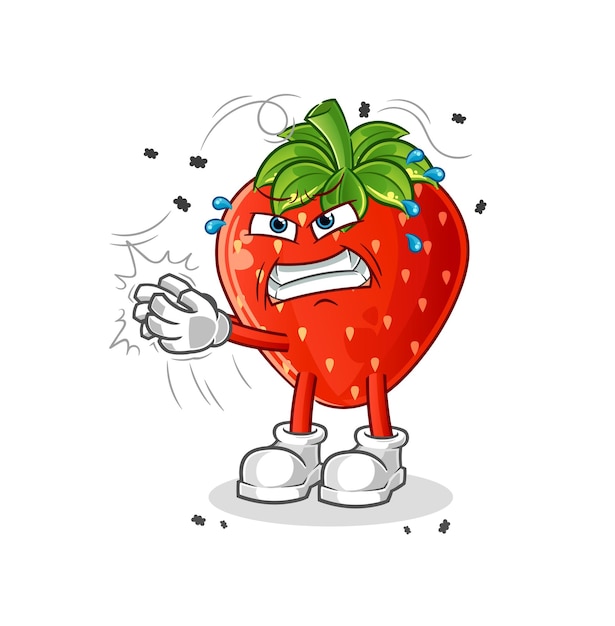 Strawberry swat fly character. cartoon mascot vector